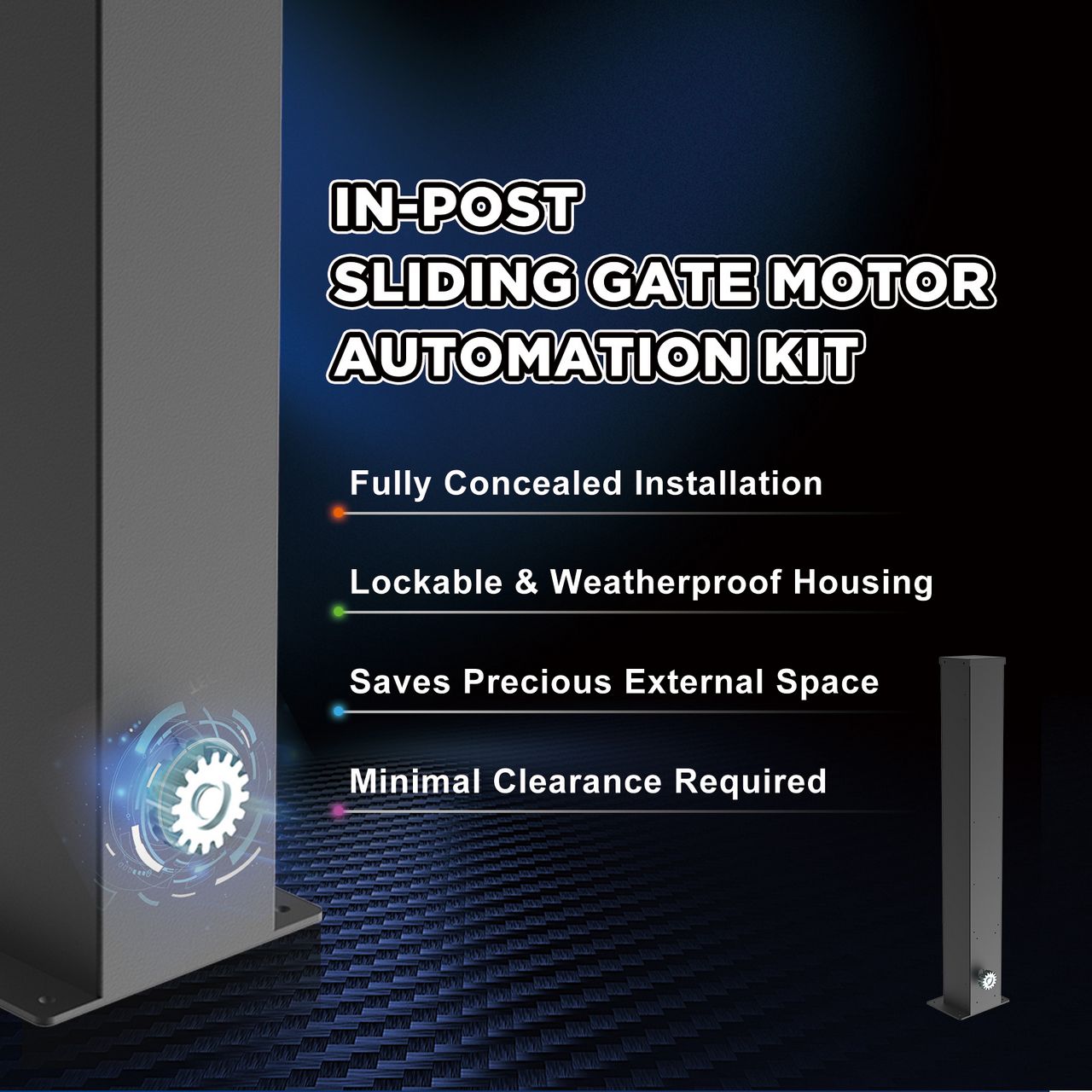 Heavy Load 300KG In-Post Sliding Gate Motor for Industrial Applications & Site Security