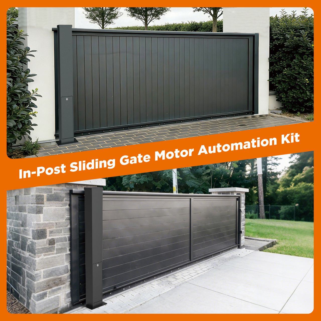 In-Post Sliding Gate Motor with Safety Infrared Beam for Home Driveway & Property Security